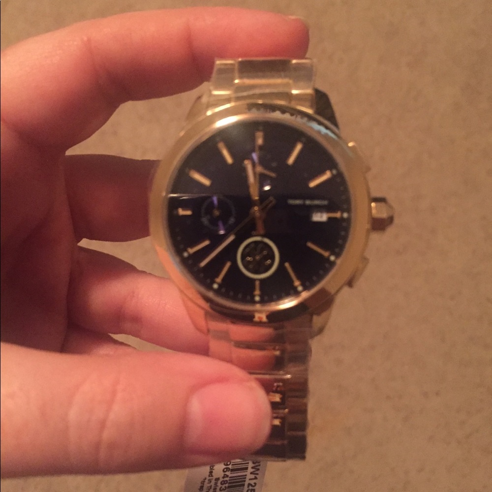 Tory Burch Blue and Gold Chronograph Watch